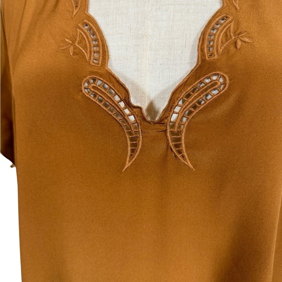 Sezane Annabella 100% Silk Openwork Scalloped Shift Dress Sz:44/US12 PLEASE READ - Picture 6 of 11